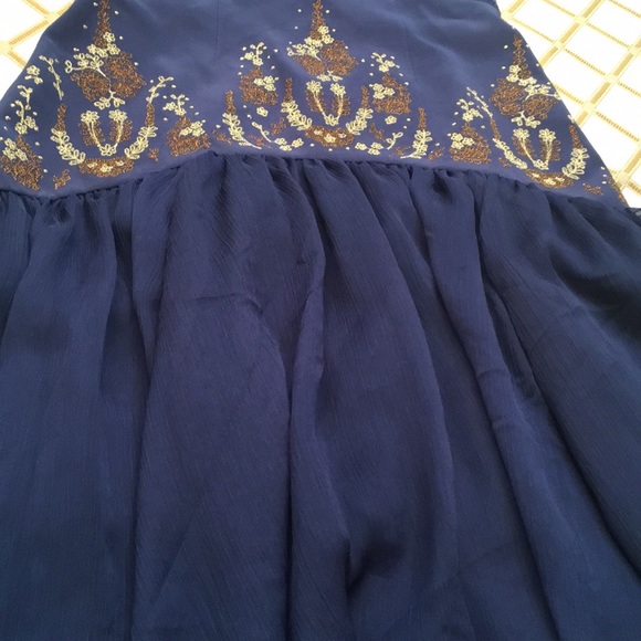 Beautiful Free People Dream Garden Embroidered  Blue Dress Sz.2 - Picture 10 of 15